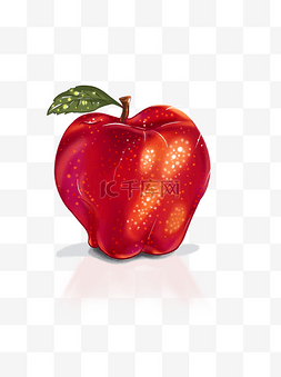 一片红色树叶图片_红色闪亮苹果