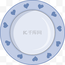 爱心小清新图片_蓝色爱心餐盘餐具元素下载