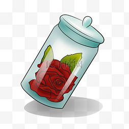 玫瑰花花朵漂流瓶插画