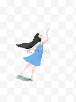 彩绘小女孩人物插画