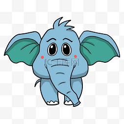 大象耳朵图片_卡通蓝色长鼻子大象