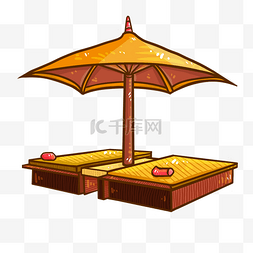 太阳伞图片_矢量手绘卡通海边雨伞