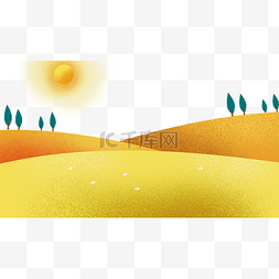 沙漠树木图片_黄色的沙漠手绘图