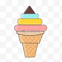 彩虹冰淇淋甜筒插画