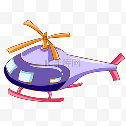 红色直升飞机图片_手绘紫色飞机插画
