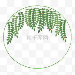 绿色树叶圆形边框图片_春季树叶枝条边框