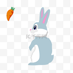兔子卡通灰图片_可爱卡通吃萝卜的小兔子