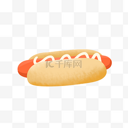 手绘食物面包图片_美味可口的热狗图案