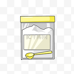开罐的奶粉图片_手绘生活食品奶粉