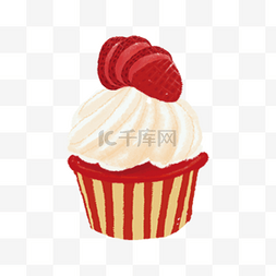 草莓蛋糕手绘图片_手绘卡通草莓杯子蛋糕