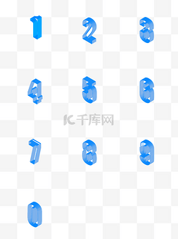 数字9红色图片_2.5D图标1到9数字红色矢量可商用素