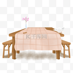 桌面小盆栽图片_卡通餐桌木头桌子