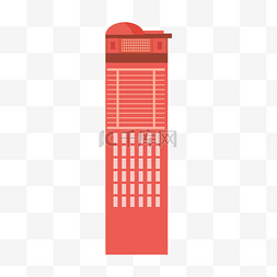 矢量红色高楼建筑侧面设计图