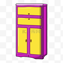 手绘家具柜子图片_紫色的柜子手绘插画