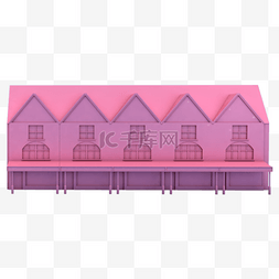 粉红色立体建筑免抠图