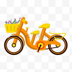 手绘黄色的自行车插画