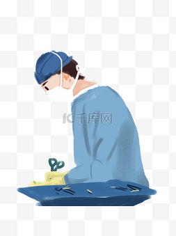 男医生图片_卡通蓝色做手术的男医生元素