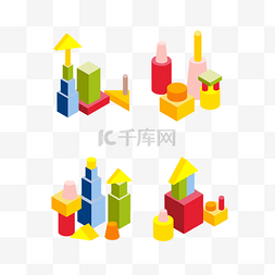 积木玩具素材图片_可爱的彩色积木玩具元素