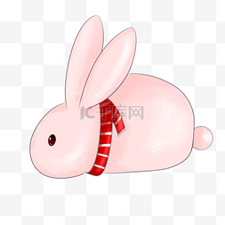可爱兔子红色图片_圣诞节可爱兔子插画