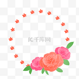 手绘圆形花朵边框图片_情人节圆形花朵边框