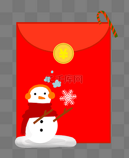 白色耳图片_圣诞节漂亮的雪人红包