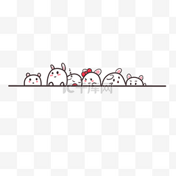 猫咪白色卡通图片_手绘猫咪分割线插画