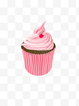手绘风格粉色樱桃蛋糕