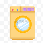 手绘黄色洗衣机插画