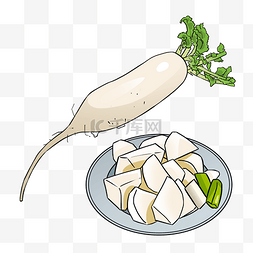 健康的营养图片_营养蔬菜白萝卜卡通手绘插画