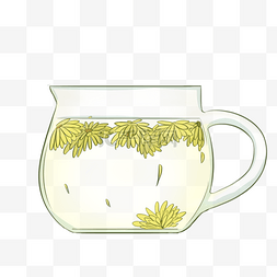 一杯壶茶图片_手绘一杯菊花茶插画