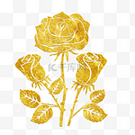 中国风传统烫金鲜花花纹装饰图之玫瑰花