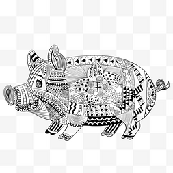 猪年装饰画图片_装饰画猪PNG素材