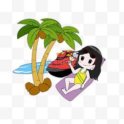 假期女孩海滩海岛旅游