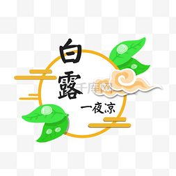 树叶水珠图片_白露中国风祥云树叶和水珠边框卡