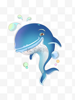 水鱼卡通图片_梦幻生物元素鲸跳跃的鲸鱼