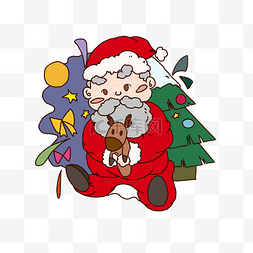 圣诞节圣诞老人圣诞麋鹿插画