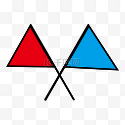 旗帜图形图片_交叉的红蓝抽象旗帜