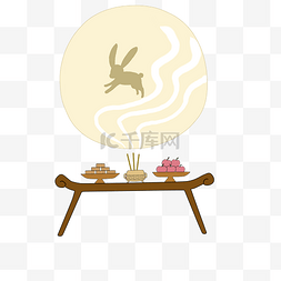 手绘团团圆圆图片_中秋节祭月手绘插画
