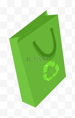 环保标志手绘图片_绿色环保手提袋插画