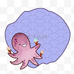 紫色的章鱼边框插画