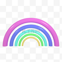 彩虹免扣PNG图图片_c4d立体多彩彩虹免扣图