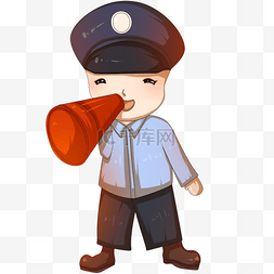警察红色图片_拿喇叭的警察