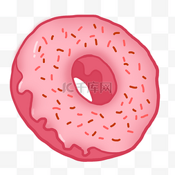 粉色甜品手绘图片_手绘粉红色甜甜圈插画