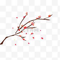 绿植花卉盆栽图片_中国风水墨腊梅手绘插画
