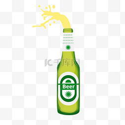雪花PNG图图片_一瓶冒出来的卡通啤酒免抠图