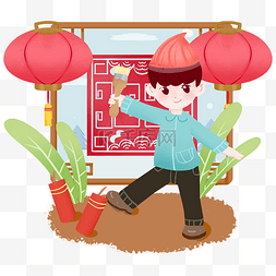 新年传统习俗手绘插画