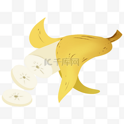 乳白素材图片_剥皮的切开水果香蕉