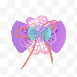 蝴蝶结紫色花朵插画
