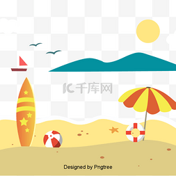 画报设计图片_卡通手绘沙滩设计
