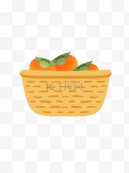 篮子水果图片_黄色篮子里的橙子卡通元素